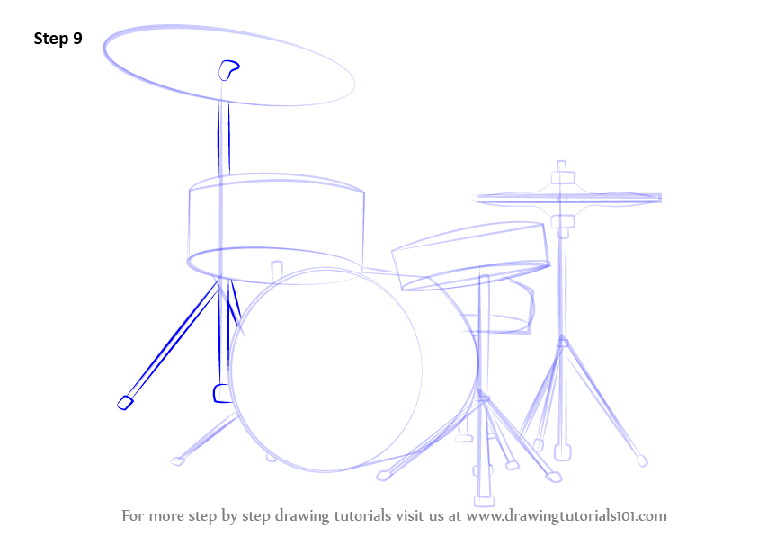 Step by Step How to Draw Drums