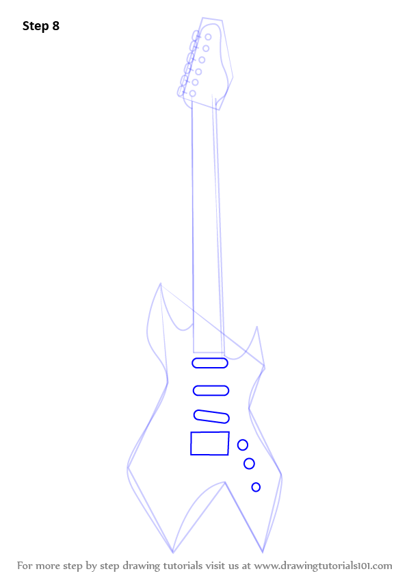 How to Draw an Electric Guitar (Musical Instruments) Step by Step