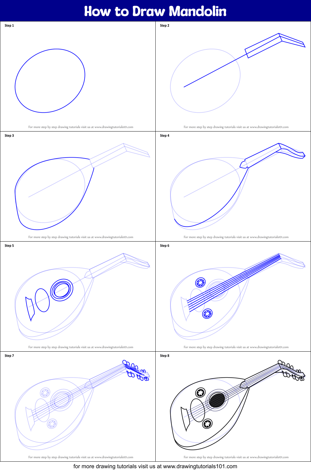 How to Draw Mandolin (Musical Instruments) Step by Step