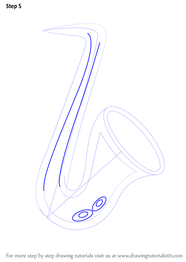 Learn How to Draw a Saxophone for Kids (Musical Instruments) Step by Step Drawing Tutorials