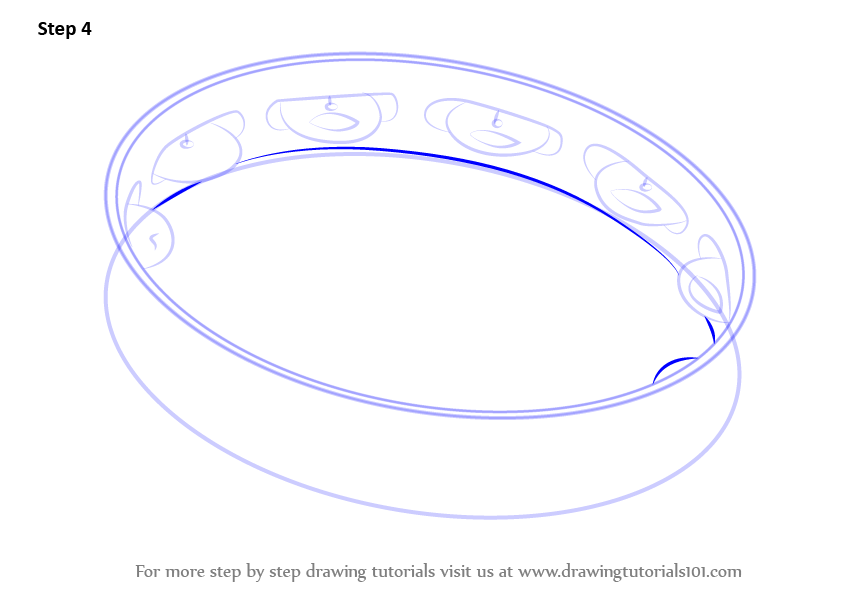 Learn How to Draw Tambourine (Musical Instruments) Step by Step