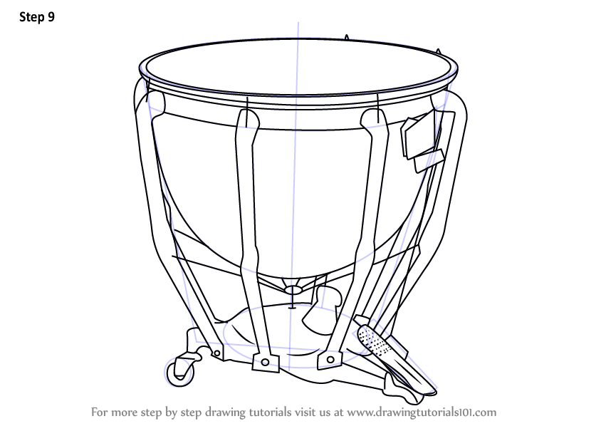 Learn How to Draw Timpani (Musical Instruments) Step by Step Drawing