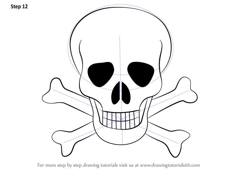 Learn How to Draw Skull with Crossbones (Skulls) Step by Step Drawing