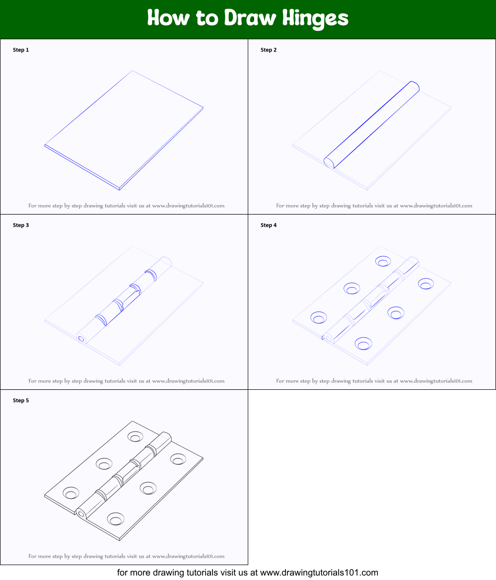 How to Draw Hinges (Tools) Step by Step
