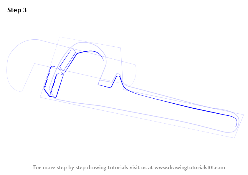 Learn How to Draw pipe Wrench (Tools) Step by Step Drawing Tutorials
