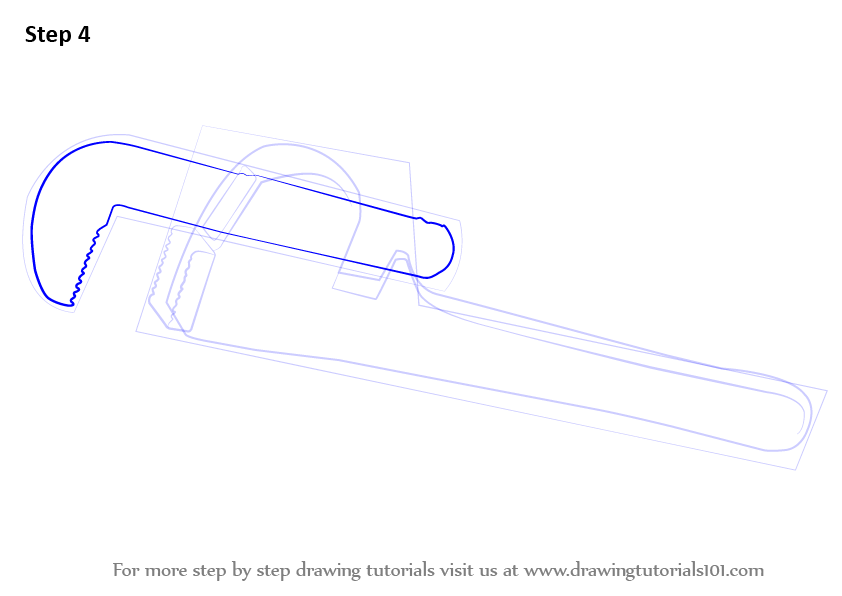 Learn How to Draw pipe Wrench (Tools) Step by Step Drawing Tutorials
