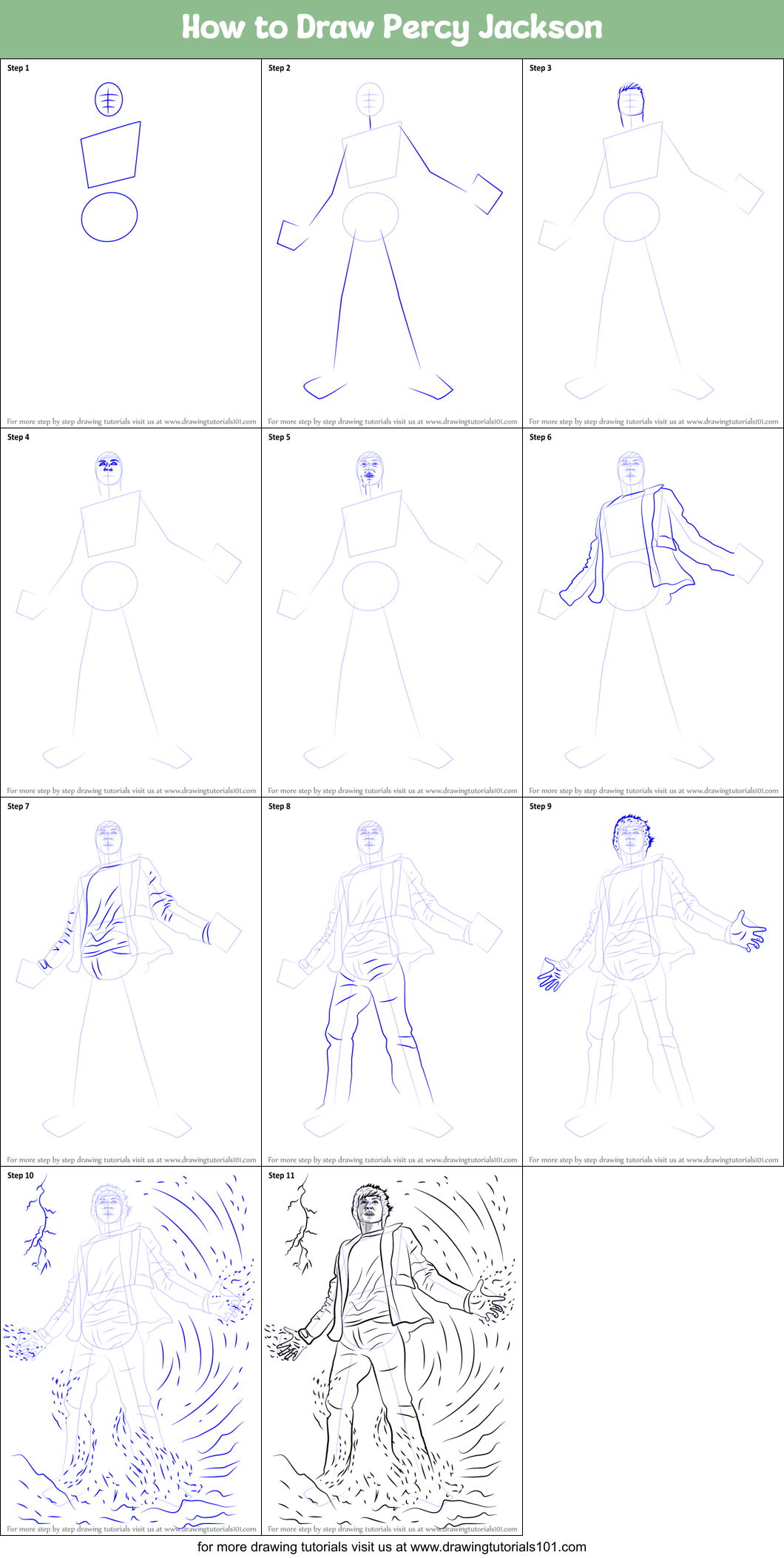 How to Draw Percy Jackson printable step by step drawing sheet