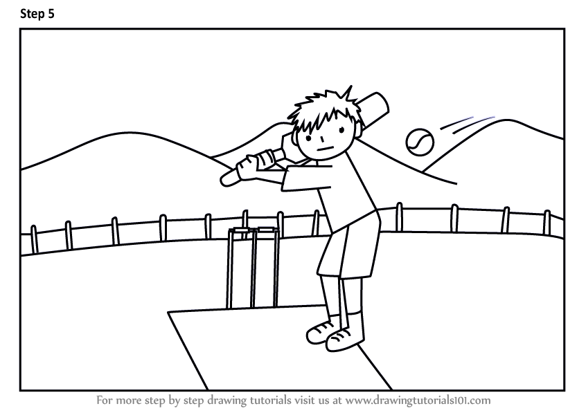 Learn How to Draw a Cricket Player Scene (Other Occupations) Step by Step Drawing Tutorials