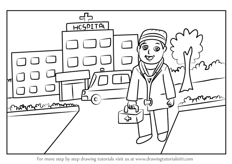 Learn How to Draw a Hospital Building with Doctor (Other