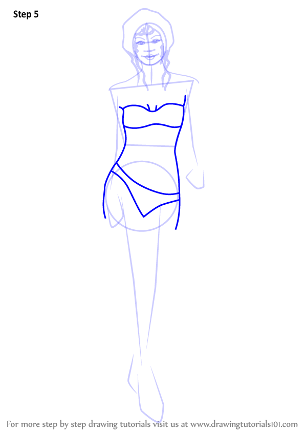 Learn How to Draw Girl in Bikini (Other People) Step by Step Drawing