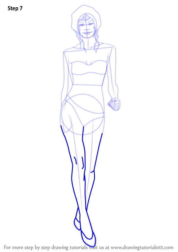 Learn How to Draw Girl in Bikini (Other People) Step by Step Drawing