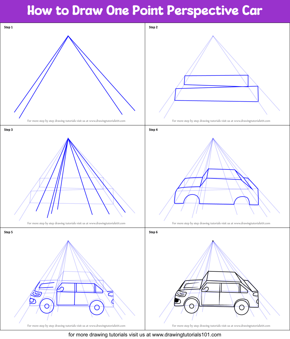 How to Draw One Point Perspective Car (One Point Perspective) Step by