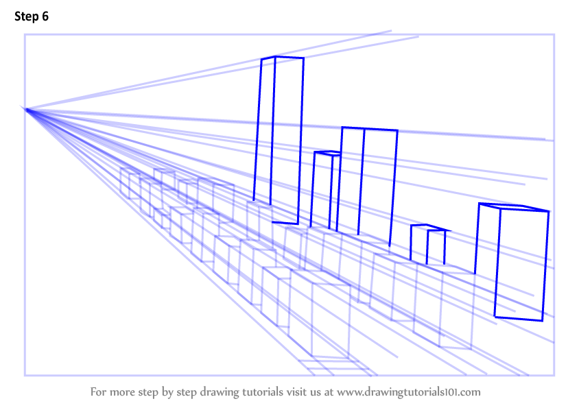 Step by Step How to Draw One Point Perspective Cityscape
