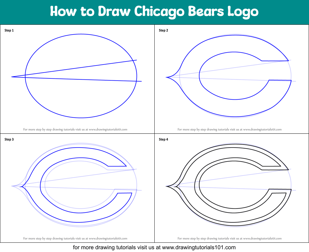 How to Draw Chicago Bears Logo printable step by step drawing sheet