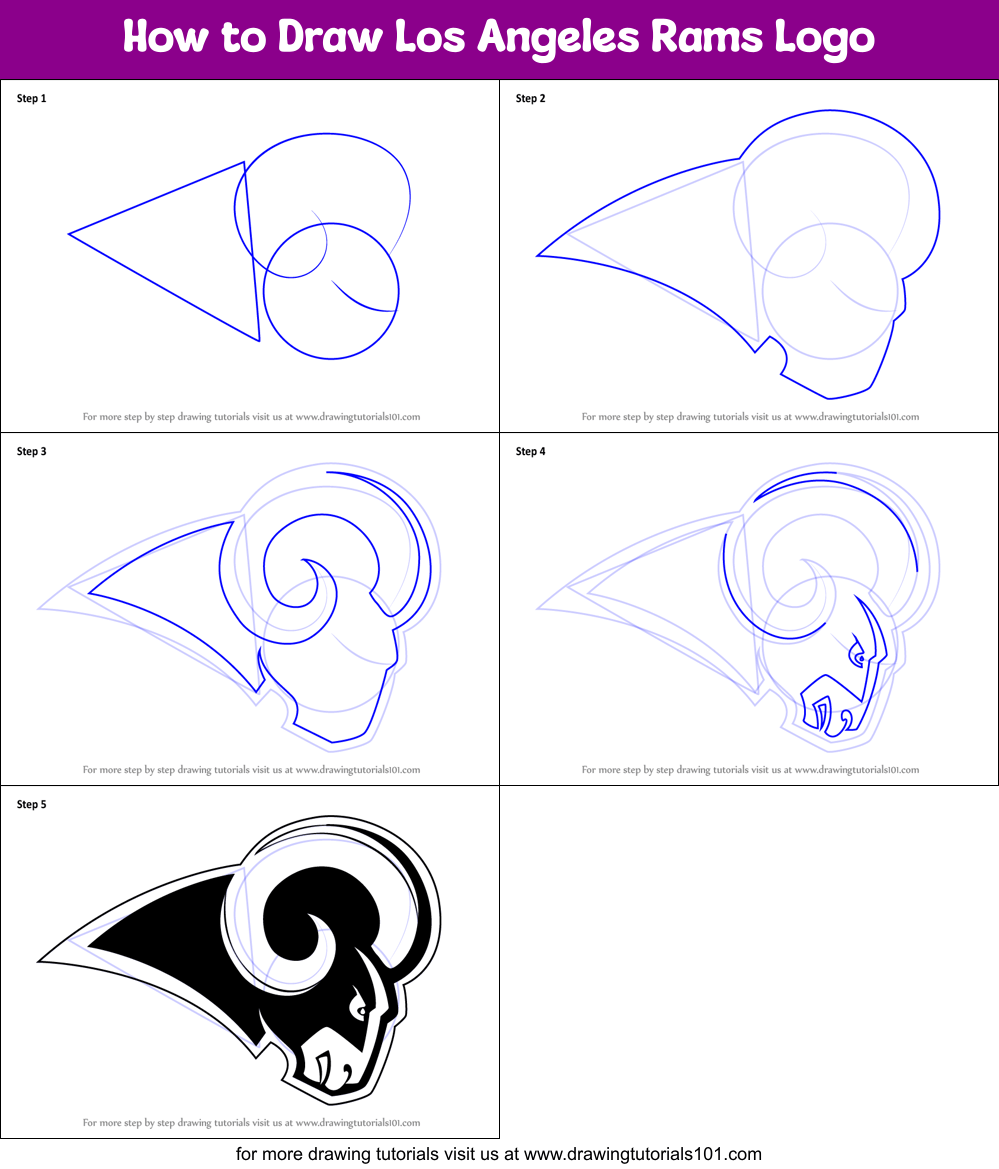 How to Draw Los Angeles Rams Logo printable step by step drawing sheet