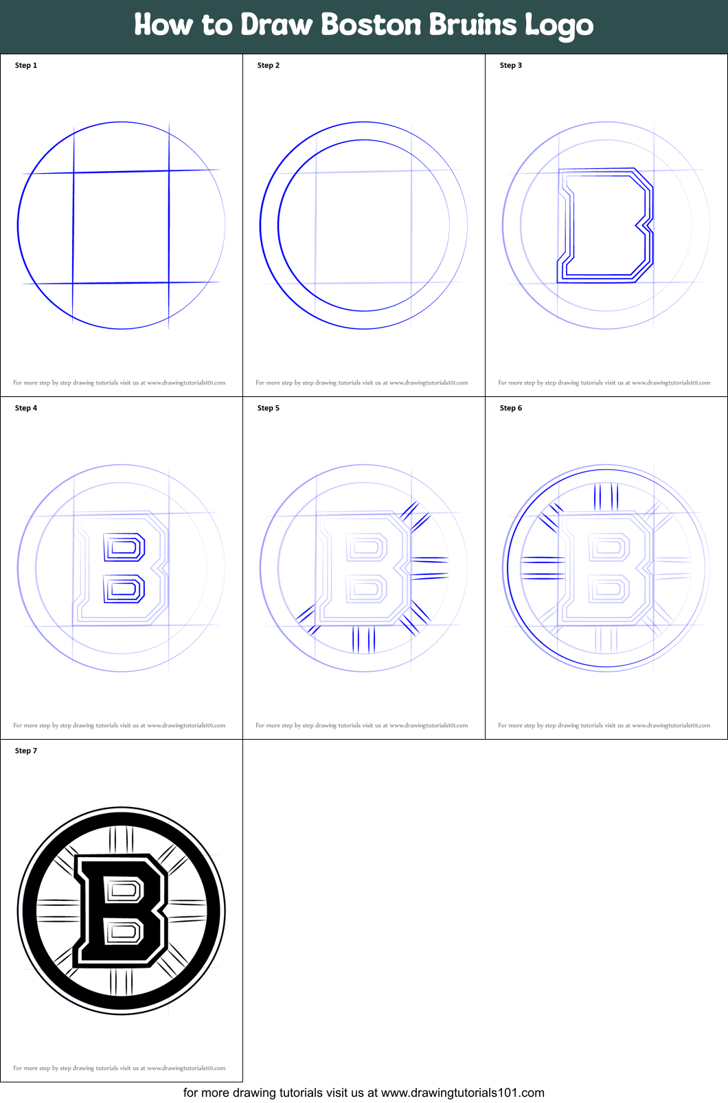 How to Draw Boston Bruins Logo printable step by step drawing sheet
