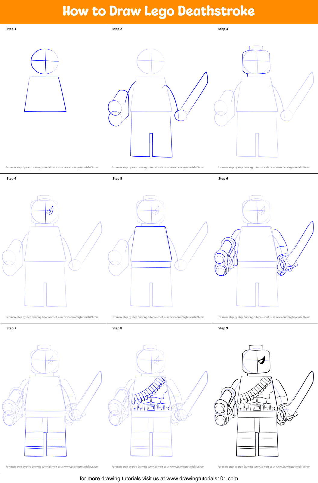 How to Draw Lego Deathstroke printable step by step