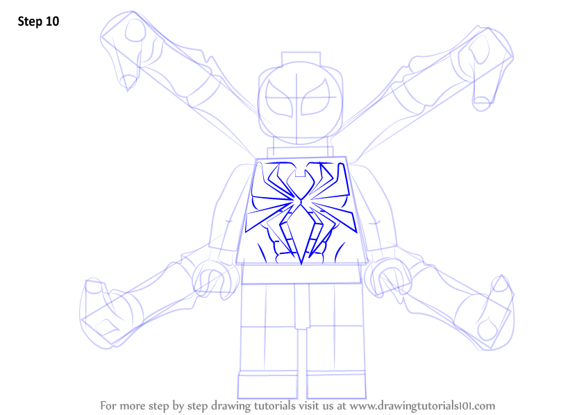 Learn How to Draw Lego Iron Spider (Lego) Step by Step Drawing Tutorials