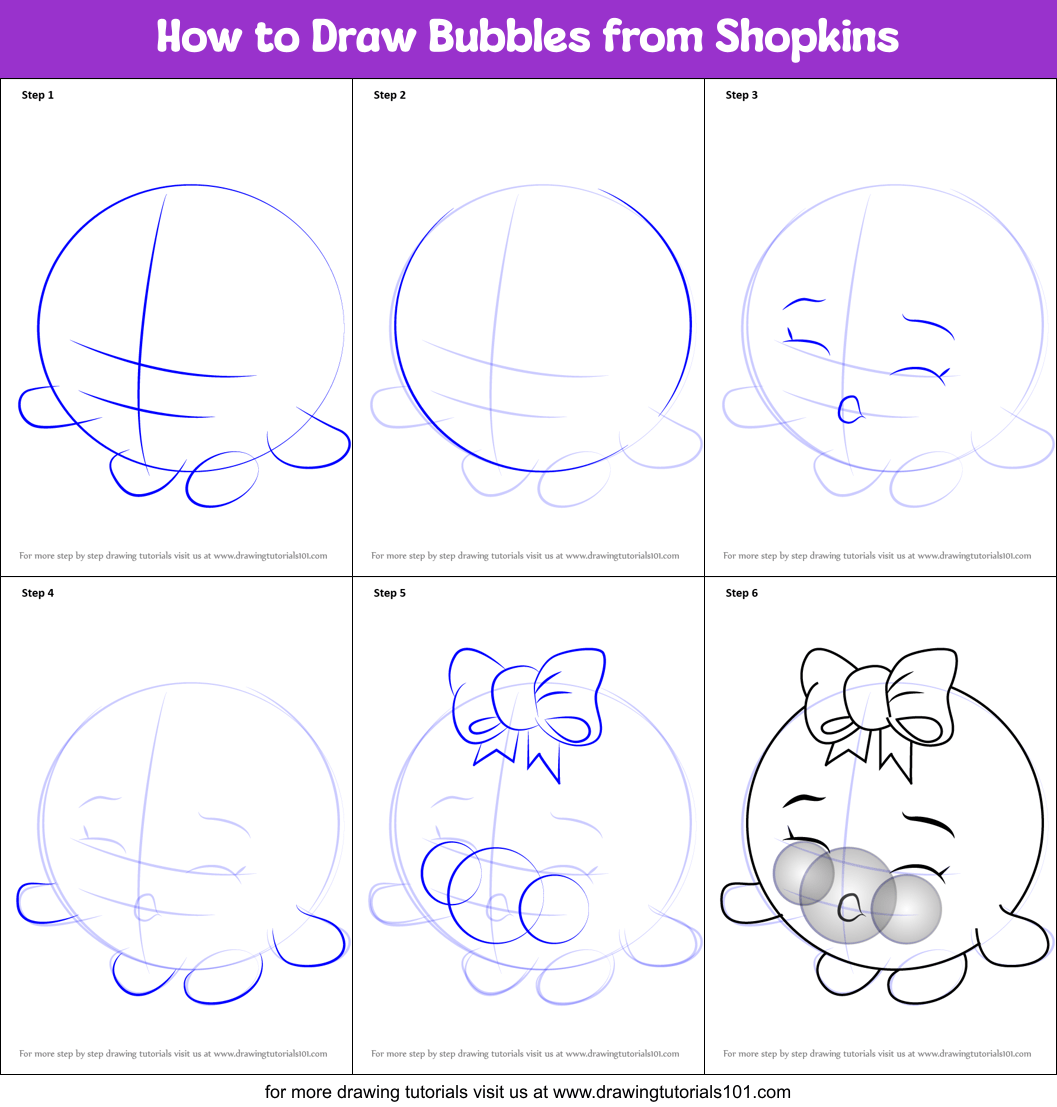 How to Draw Bubbles from Shopkins printable step by step drawing sheet