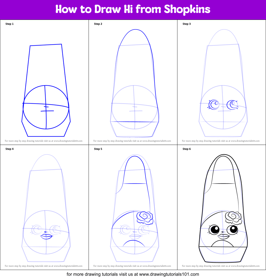 How to Draw Hi from Shopkins printable step by step drawing sheet