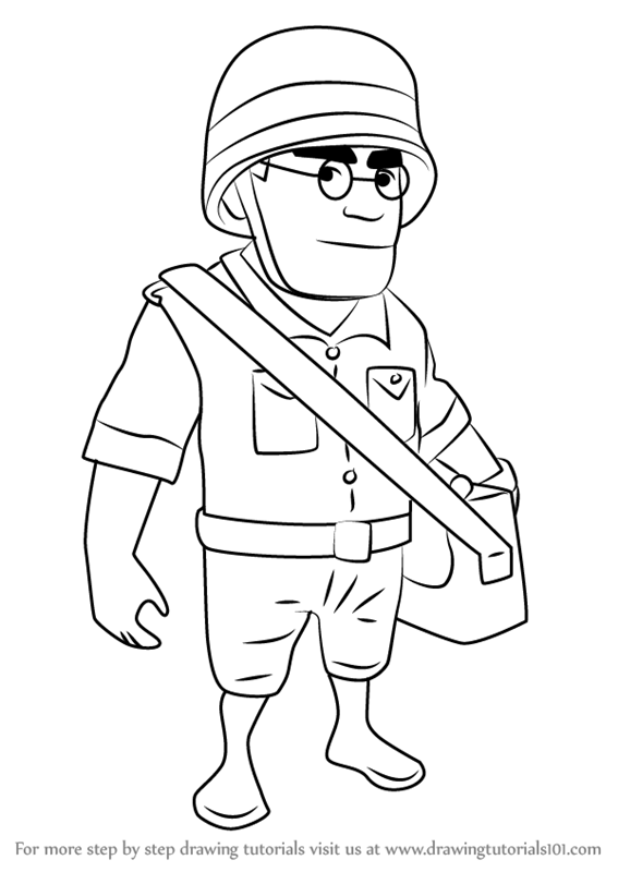 Step by Step How to Draw Medic from Boom Beach