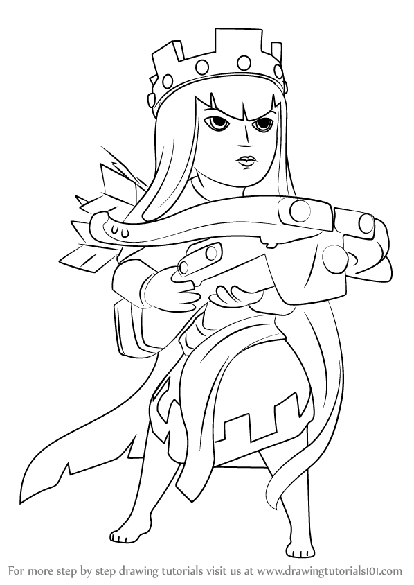 Step by Step How to Draw Queen Archer from Clash of the Clans