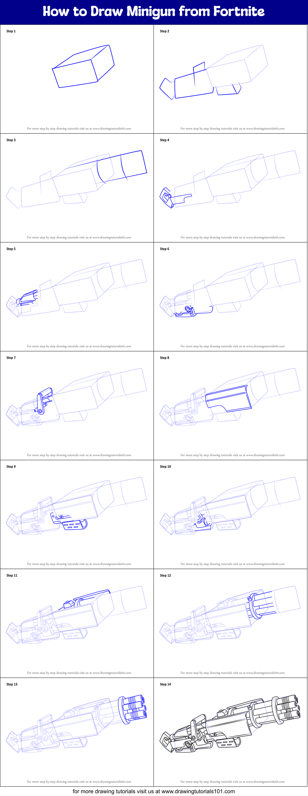How to Draw Minigun from Fortnite (Fortnite) Step by Step