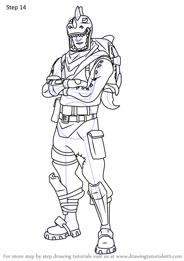 Step by Step How to Draw Rex from Fortnite