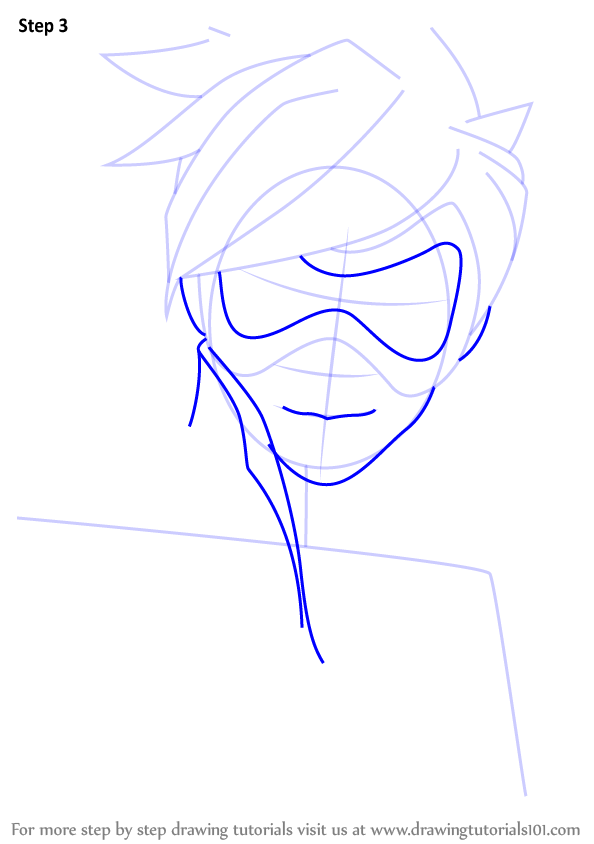 Learn How to Draw Tracer Face from Overwatch (Overwatch