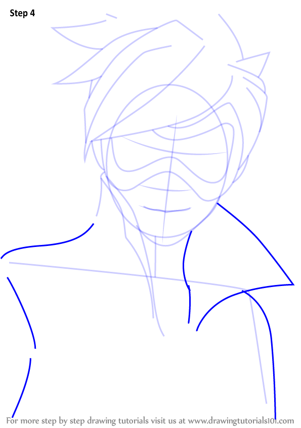 Learn How to Draw Tracer Face from Overwatch (Overwatch
