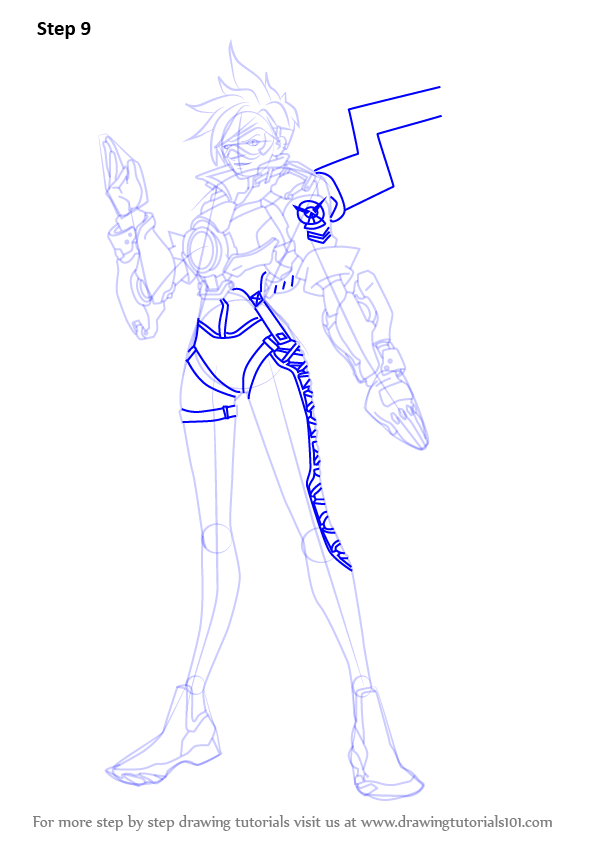 Learn How to Draw Tracer from Overwatch (Overwatch) Step