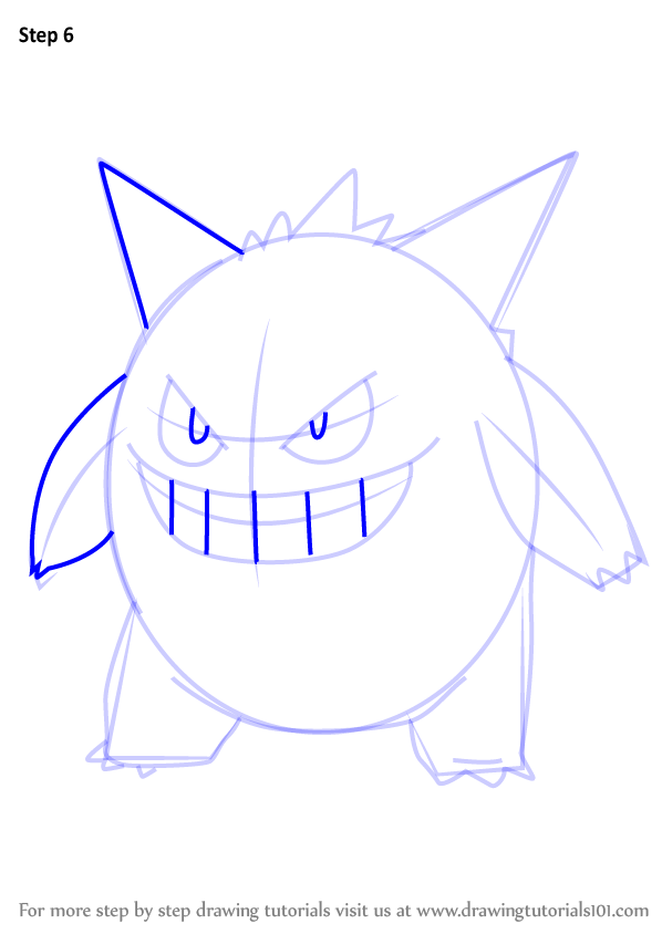 Learn How to Draw Gengar from Pokemon GO (Pokemon GO) Step