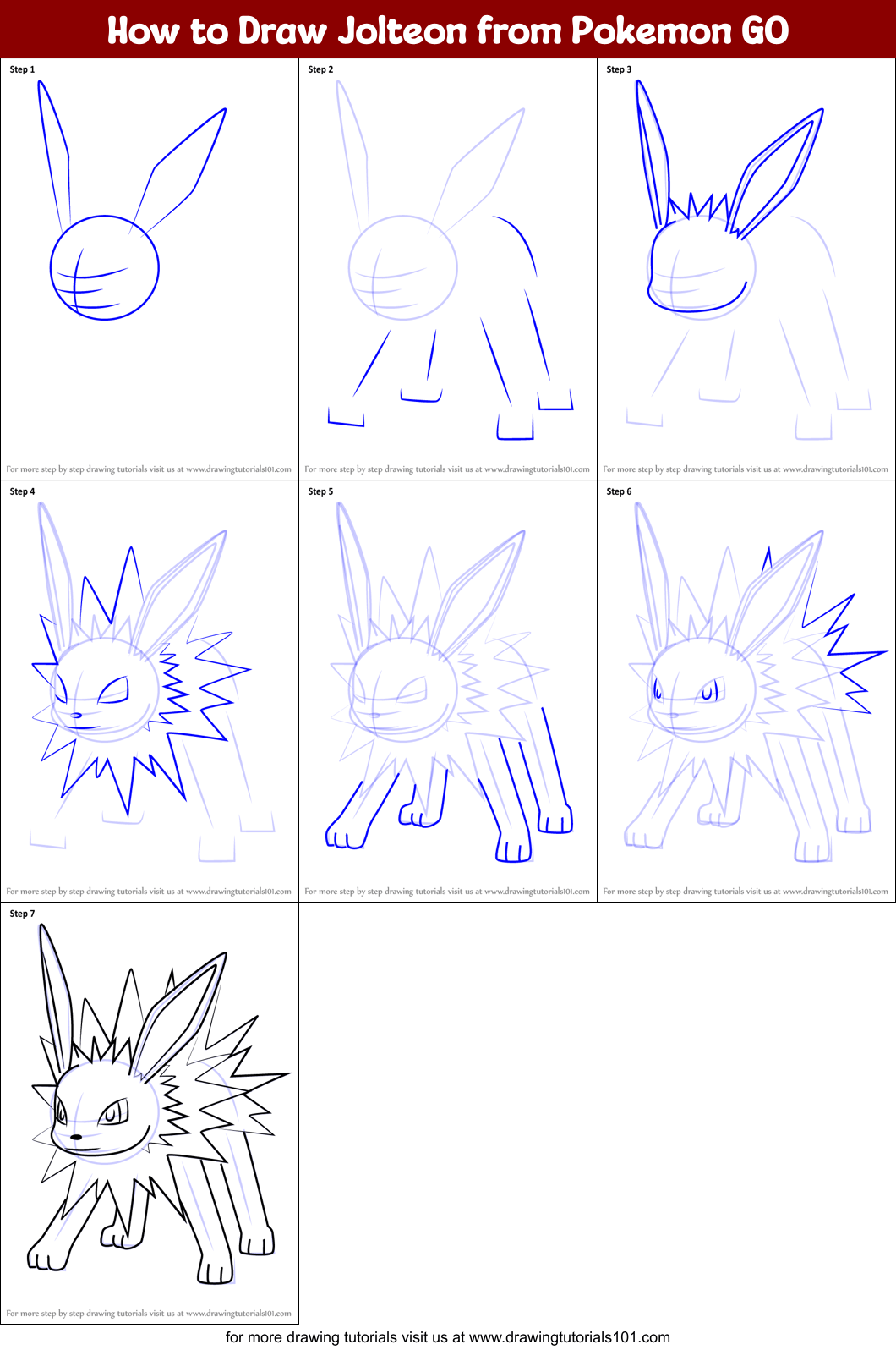 How to Draw Jolteon from Pokemon GO (Pokemon GO) Step by Step