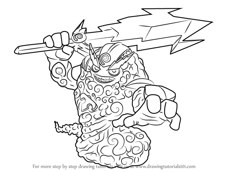 Step by Step How to Draw Thunderbolt from Skylanders