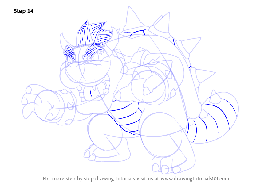 Step by Step How to Draw Bowser from Super Mario