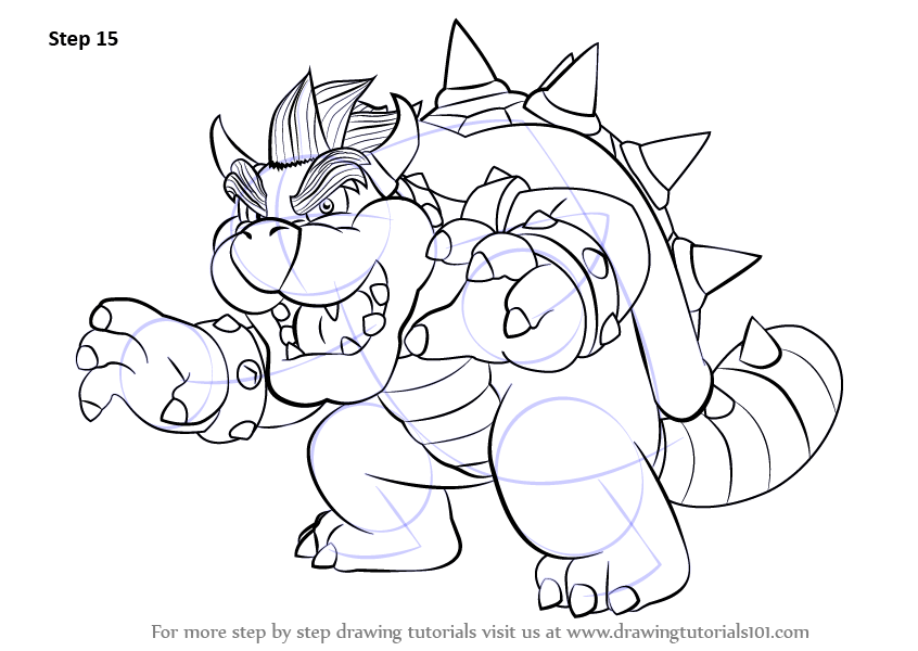 Learn How to Draw Bowser from Super Mario (Super Mario