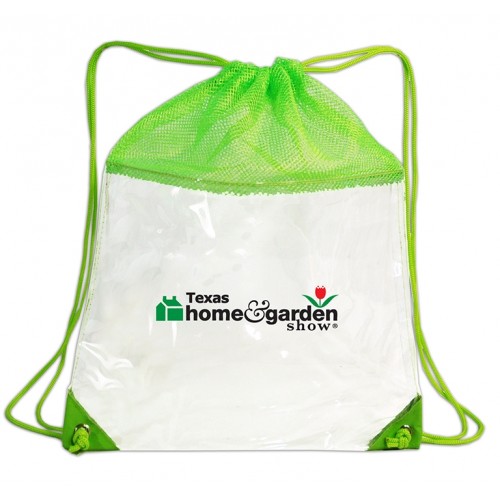 Custom Clear Vinyl/Mesh Drawstring Backpacks