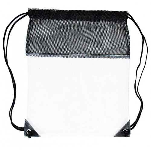 Custom Clear Vinyl/Mesh Drawstring Backpacks