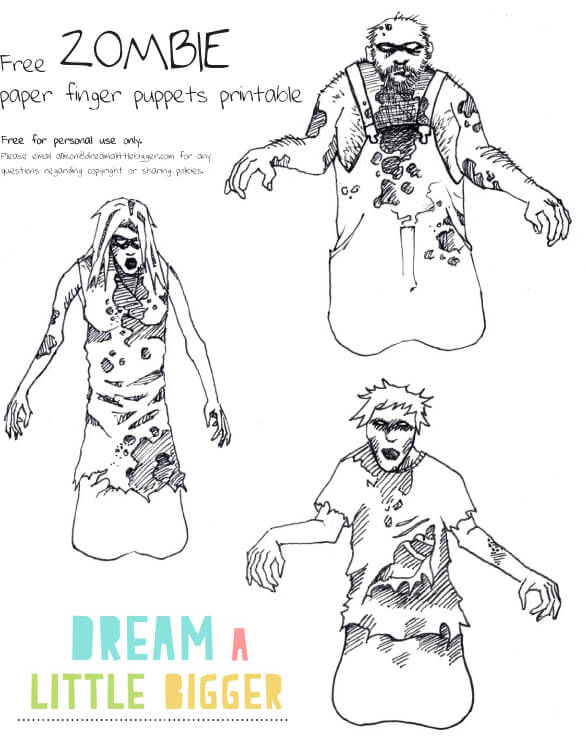 Free Zombie Finger Puppets Dream a Little Bigger