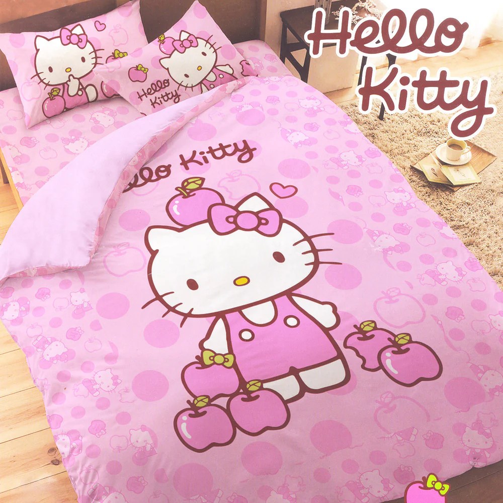 Hello Kitty 3 Piece Single Bedding Set Apples Dream Kitty