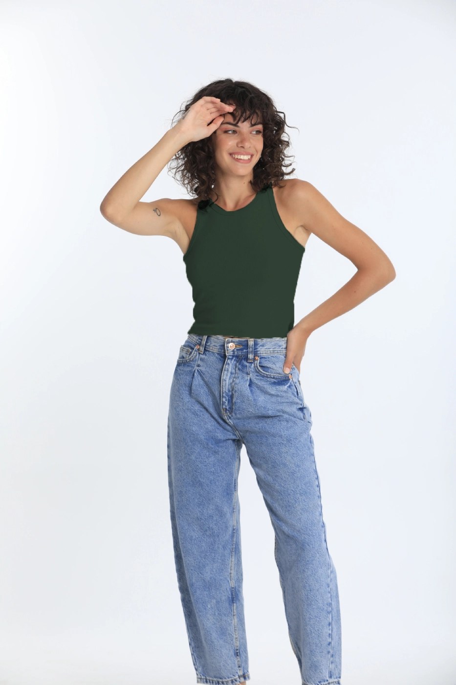 Emerald Green Ribbed Crop Tank Top Shop Online From Dresscode in Egypt