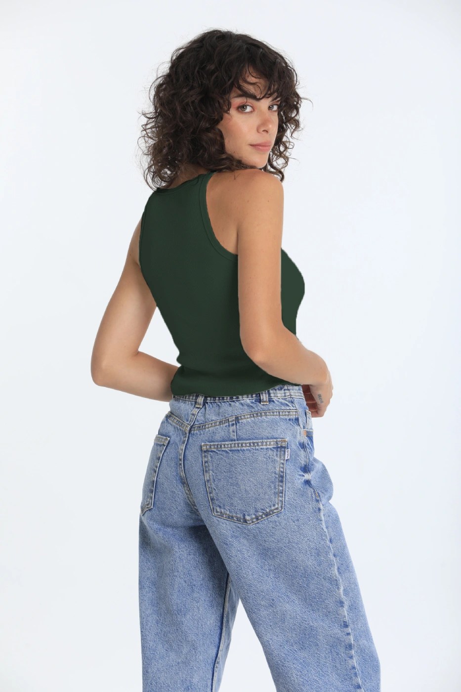 Emerald Green Ribbed Crop Tank Top Shop Online From Dresscode in Egypt