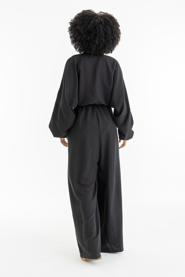 Black Puff Sleeve Jumpsuit Dress Code