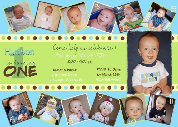 Baby Boy First Birthday Invitations