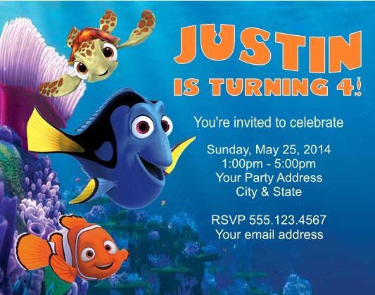 Free Printable Finding Nemo Birthday Party Invitations Template | Download Hundreds Free Printable Birthday Invitation Templates