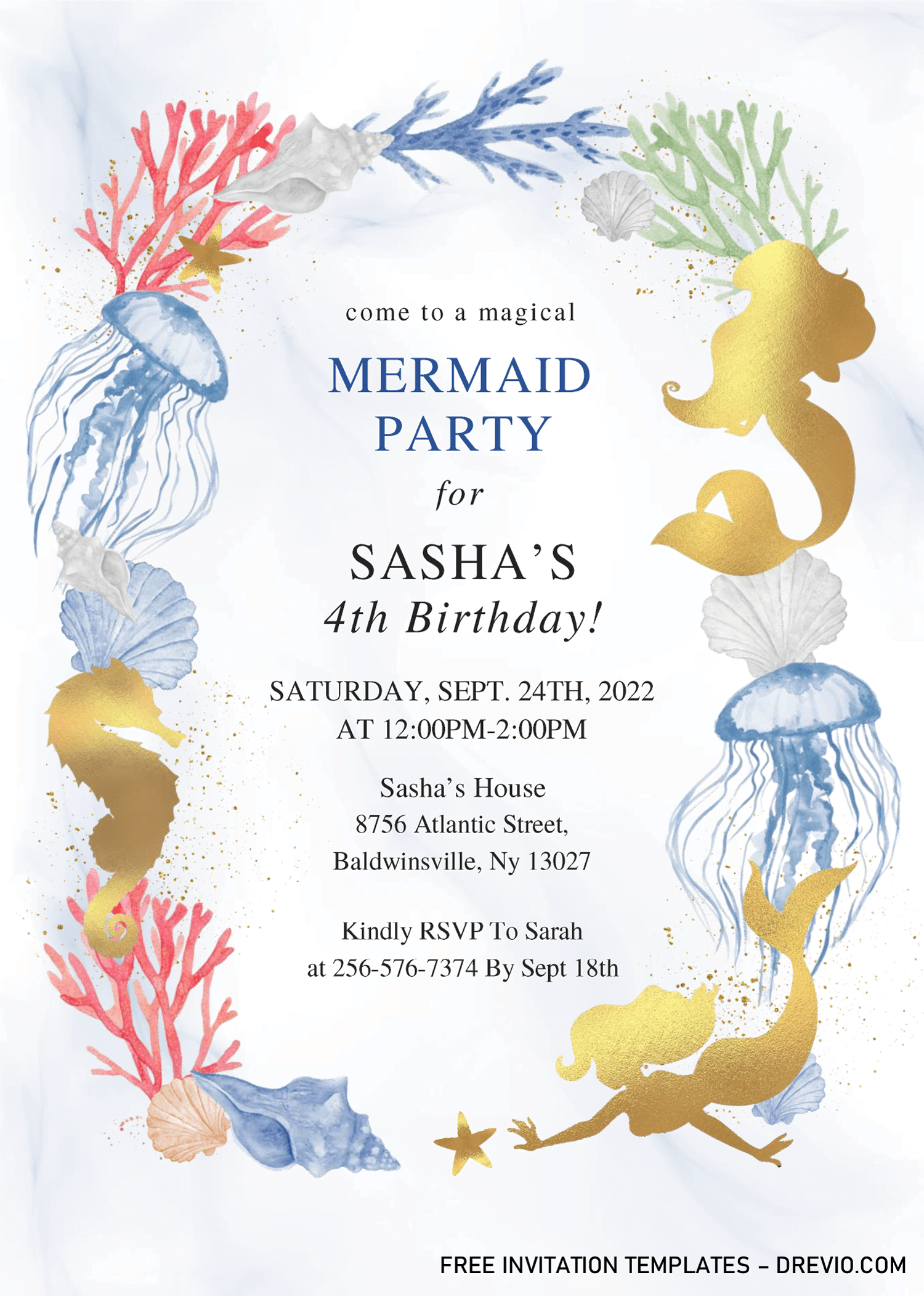 Mermaid Party Invitation Templates Editable With Microsoft Word Download Hundreds FREE