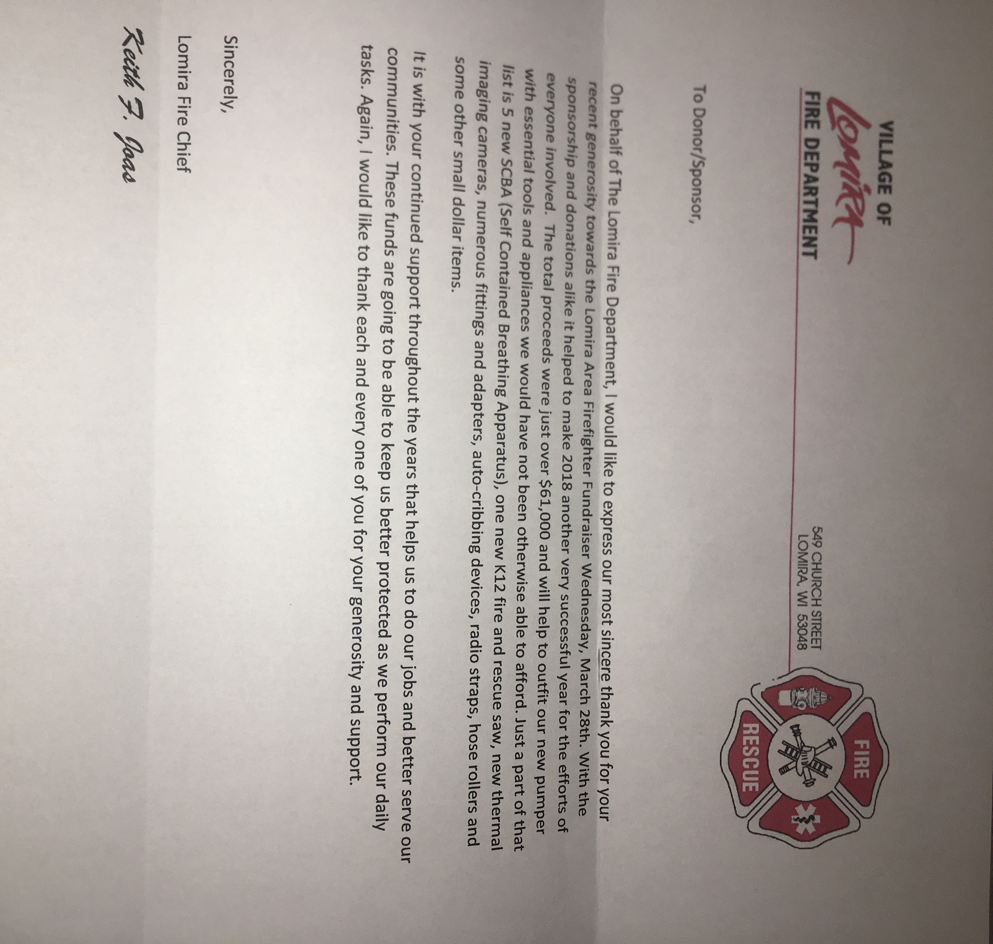 Lomira Fire Department Drexel Building Supply