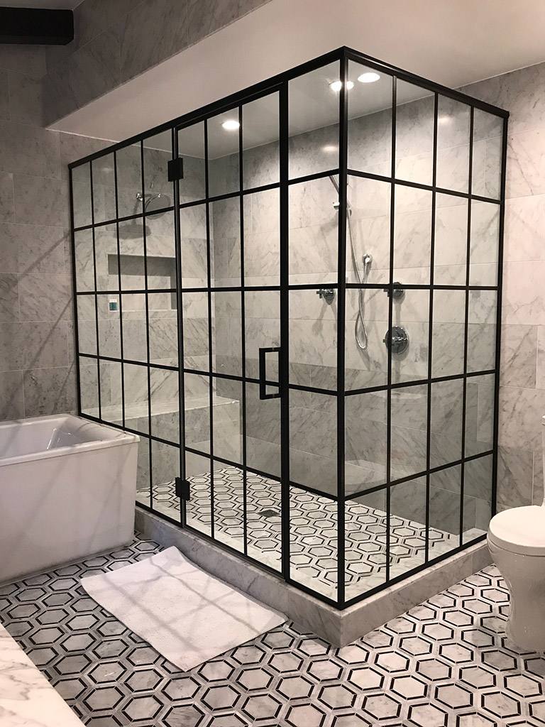 Grid Pattern Glass Shower Doors Drexler Glass Residential Products