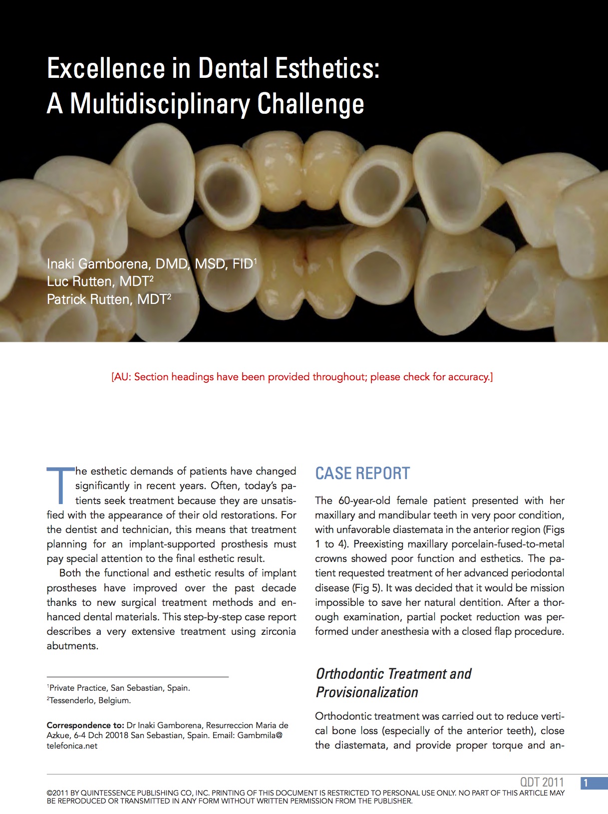 Excellence in Dental Esthetics A Multidisciplinary Challenge Dr