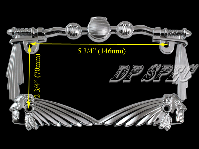 3D HANDLE BAR INDIAN CHIEF CHROME MOTORCYCLE LICENSE PLATE FRAME FOR